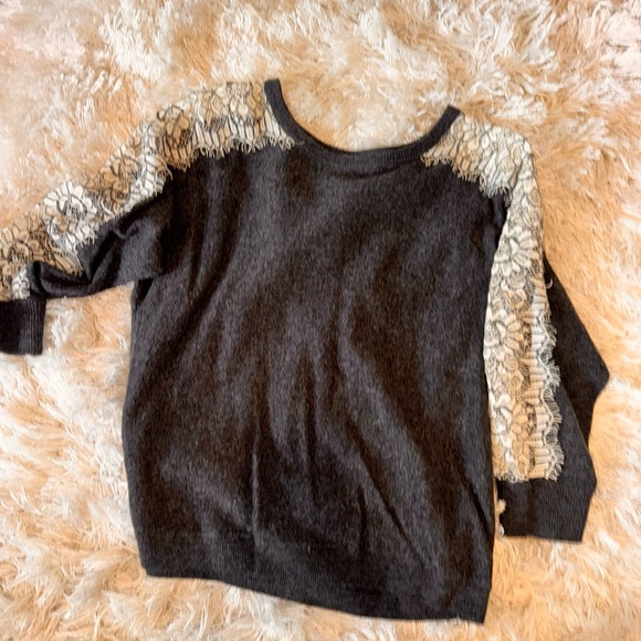 J. Crew Dark Gray Sweater with Lace Details - Picture 1 of 3